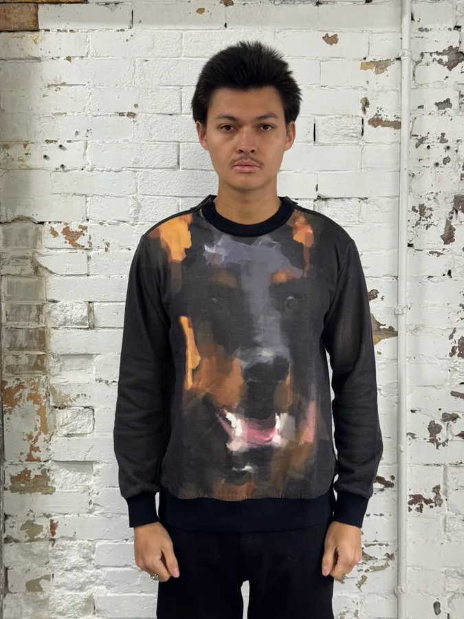 2010s Givenchy Doberman Paint Effect Black Sweater - Image 2