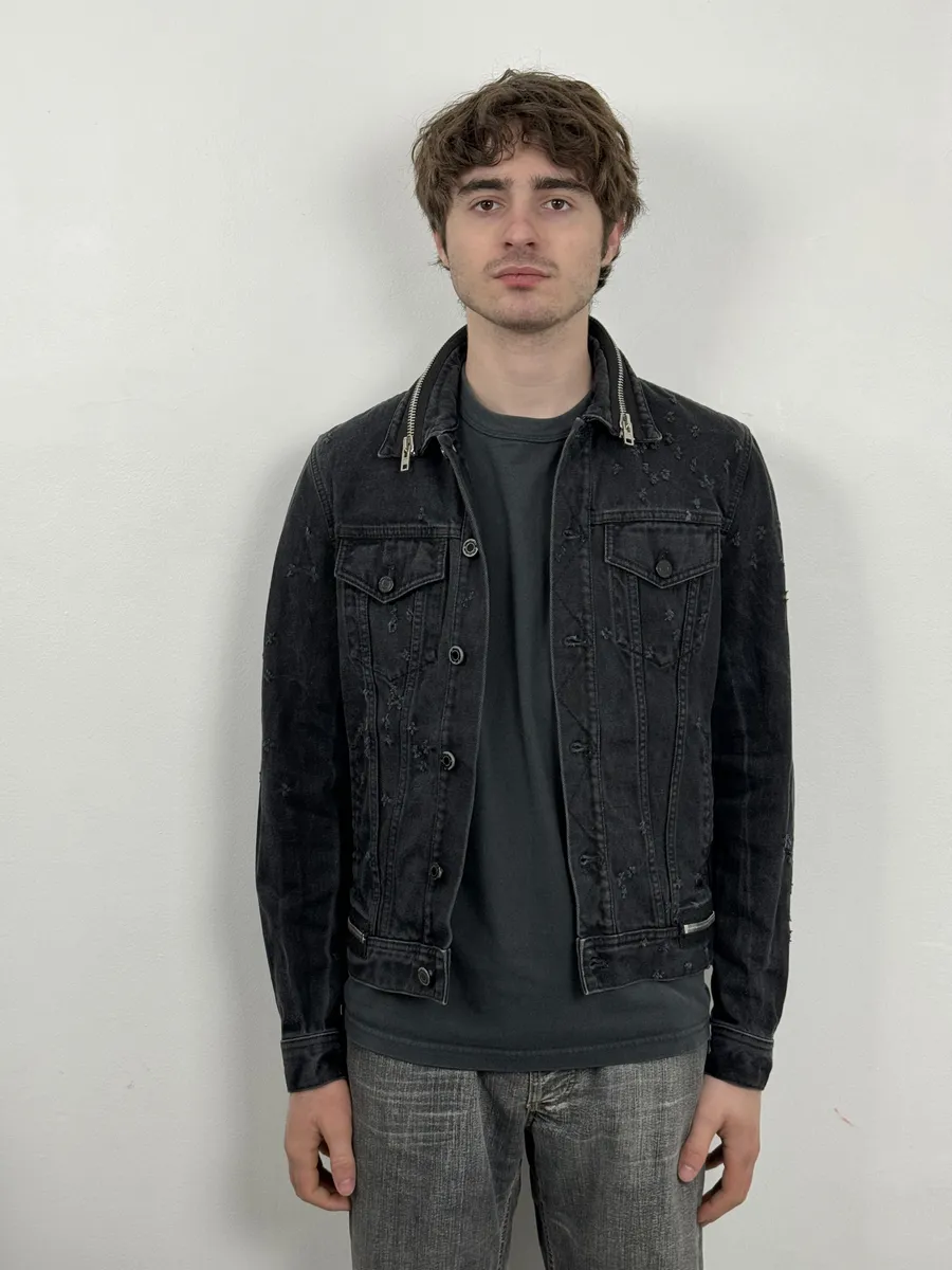 2010s Givenchy Grey Distressed Denim Jacket - Image 3