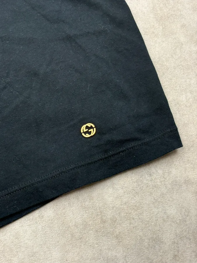 2010s Gucci Black Floral Embellished T-Shirt - Image 7