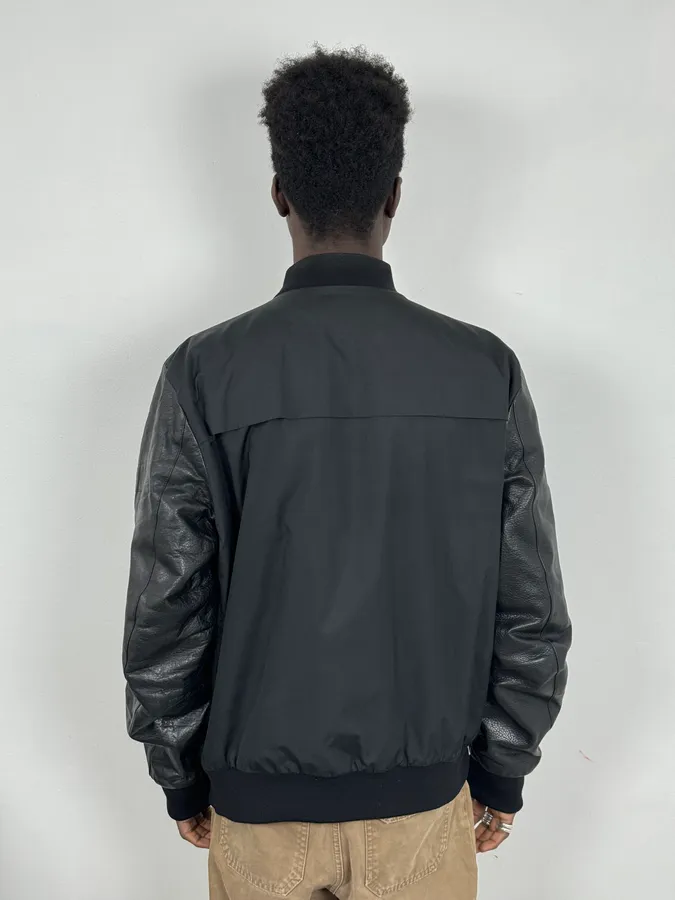 2010s Gucci Black Leather & Nylon Bomber Jacket - Image 3