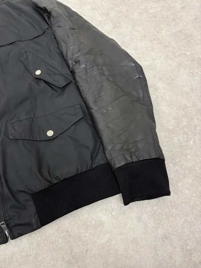 2010s Gucci Black Leather & Nylon Bomber Jacket - Image 6