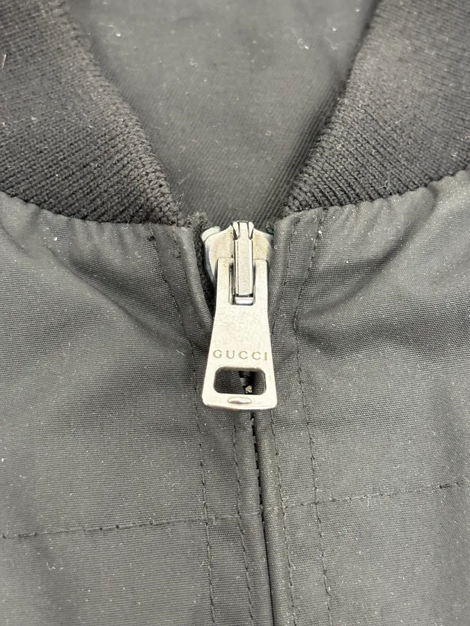 2010s Gucci Black Leather & Nylon Bomber Jacket - Image 9
