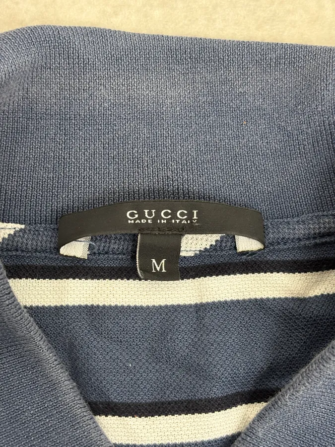 2010s Gucci Blue Striped Polo - Image 8