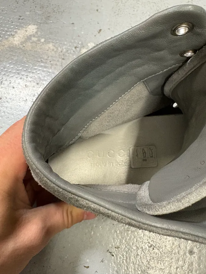2010s Gucci Eyed Grey Suede Leather High Sneakers - Image 10
