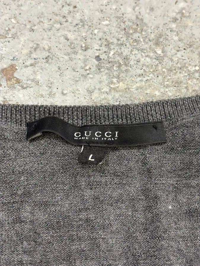 2010s Gucci Grey Wool Contrast Classy Sweater - Image 9