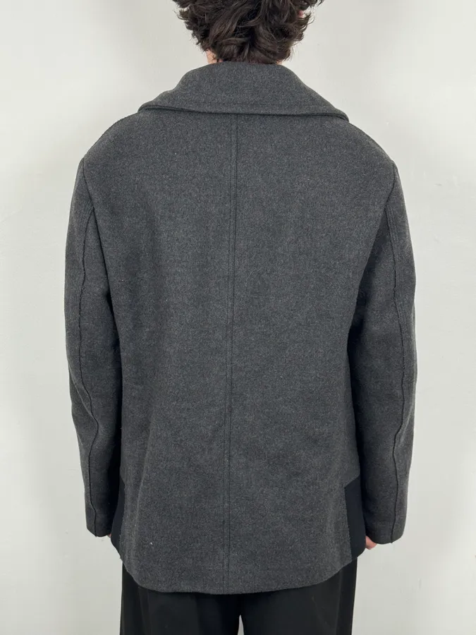 2010s Gucci Grey Wool Double-Breasted Contrast Hem Jacket - Image 3