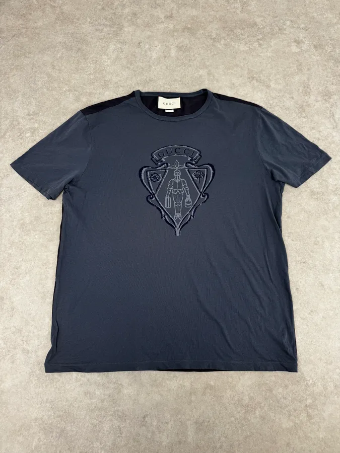 2010s Gucci Navy Medieval Blason T-Shirt