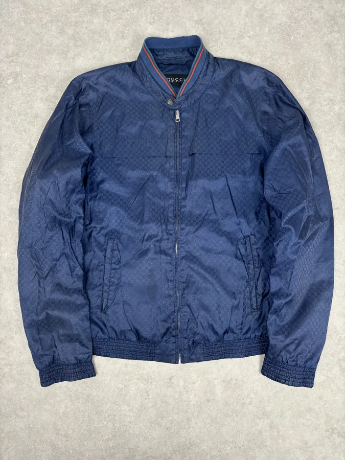 2010s Gucci Navy Nylon Monogram Light Jacket