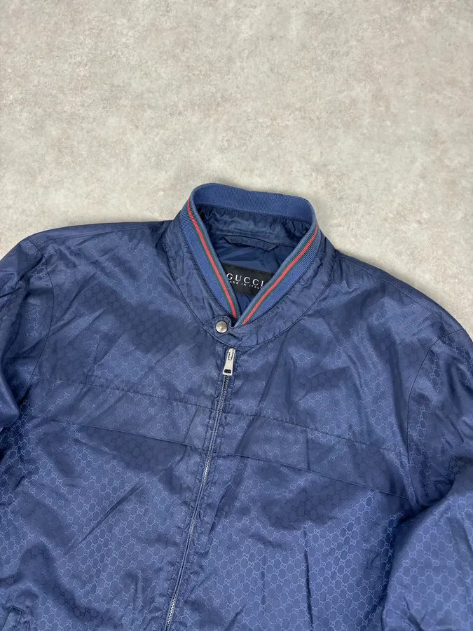 2010s Gucci Navy Nylon Monogram Light Jacket - Image 4