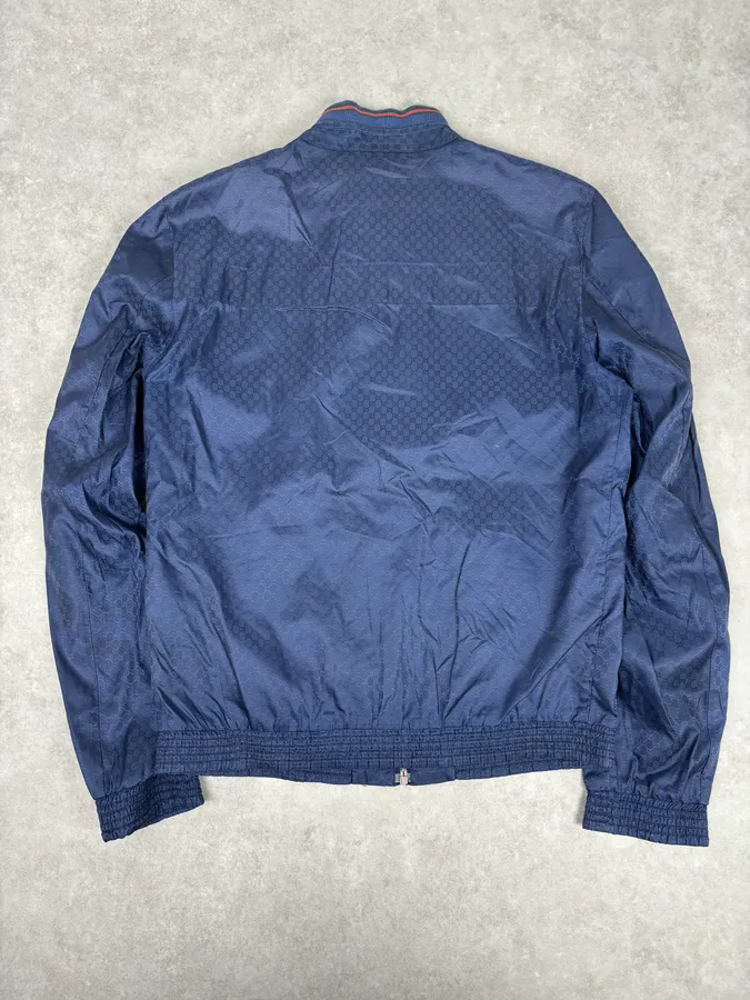 2010s Gucci Navy Nylon Monogram Light Jacket - Image 5
