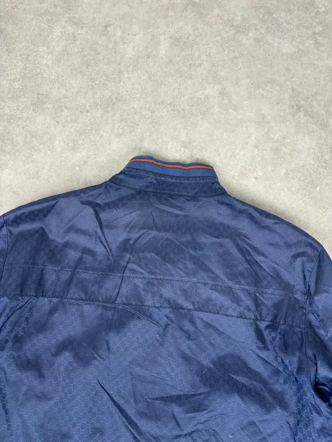 2010s Gucci Navy Nylon Monogram Light Jacket - Image 6