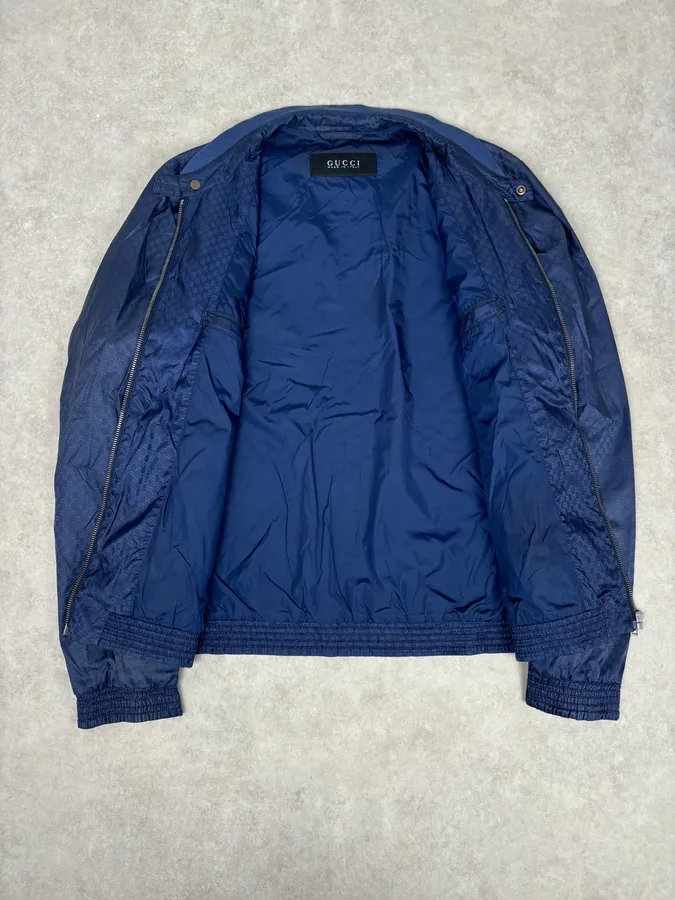 2010s Gucci Navy Nylon Monogram Light Jacket - Image 7