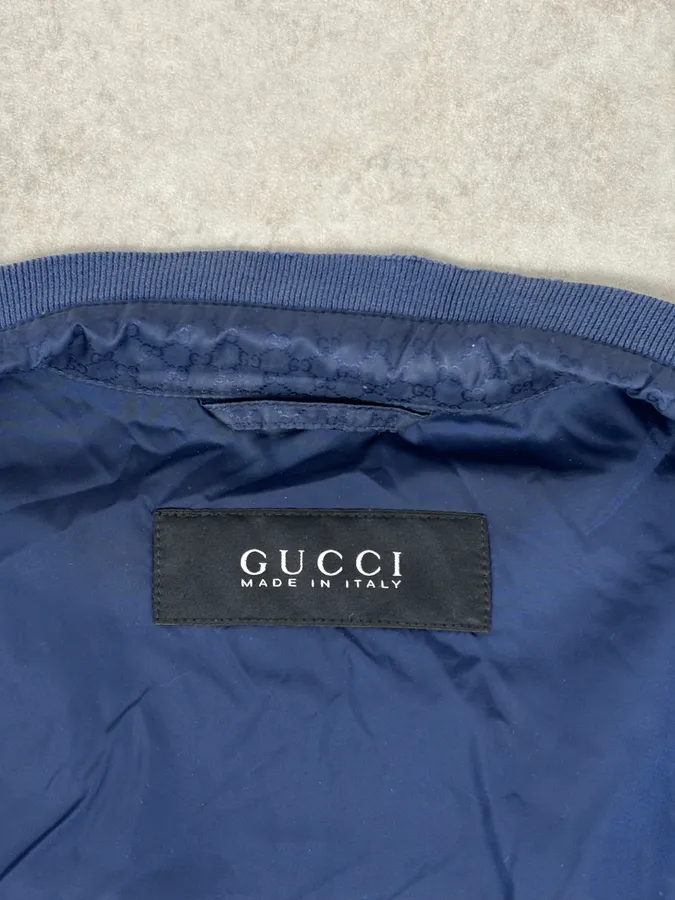 2010s Gucci Navy Nylon Monogram Light Jacket - Image 8