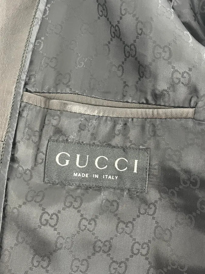 2010s Gucci Premium Black Zip-up Leather Jacket - Image 10
