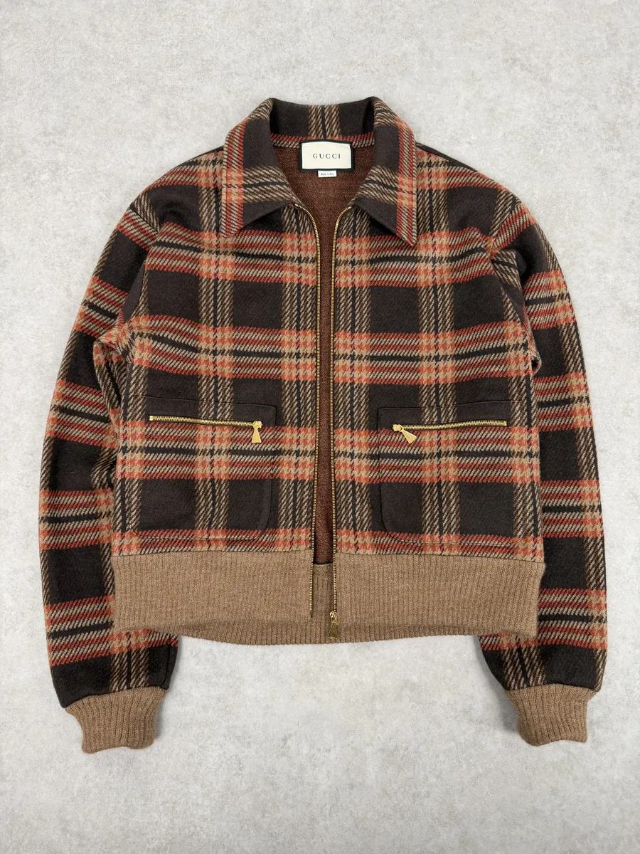 2010s Gucci Wool Red Checkered Jacket - Image 5