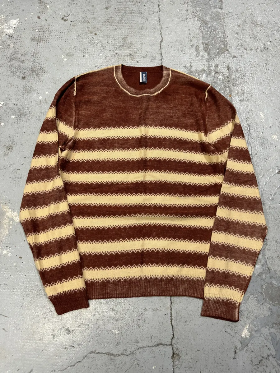 2010s Jean Paul Gaultier Red & White Wool Striped Sweater