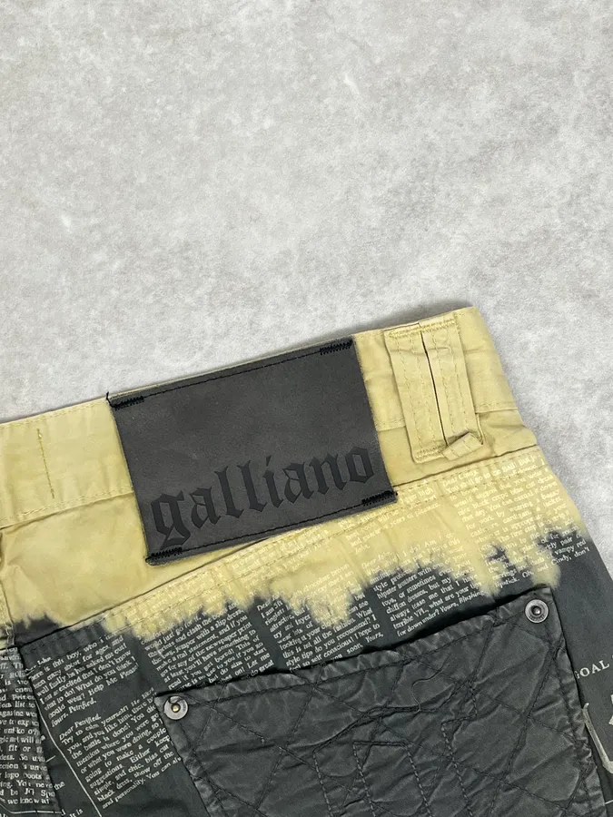 2010s John Galliano Black & Yellow Newspapers Magazine Shorts - Image 12