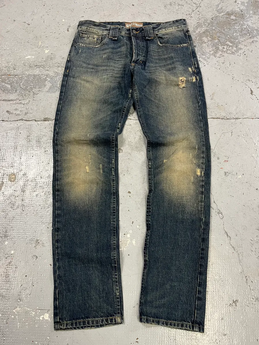 2010s John Galliano Blue Faded Denim Jeans - Image 2
