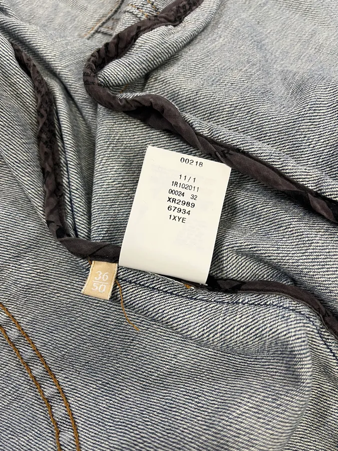 2010s John Galliano Blue Gazette Gothic Script Denim Jacket - Image 12