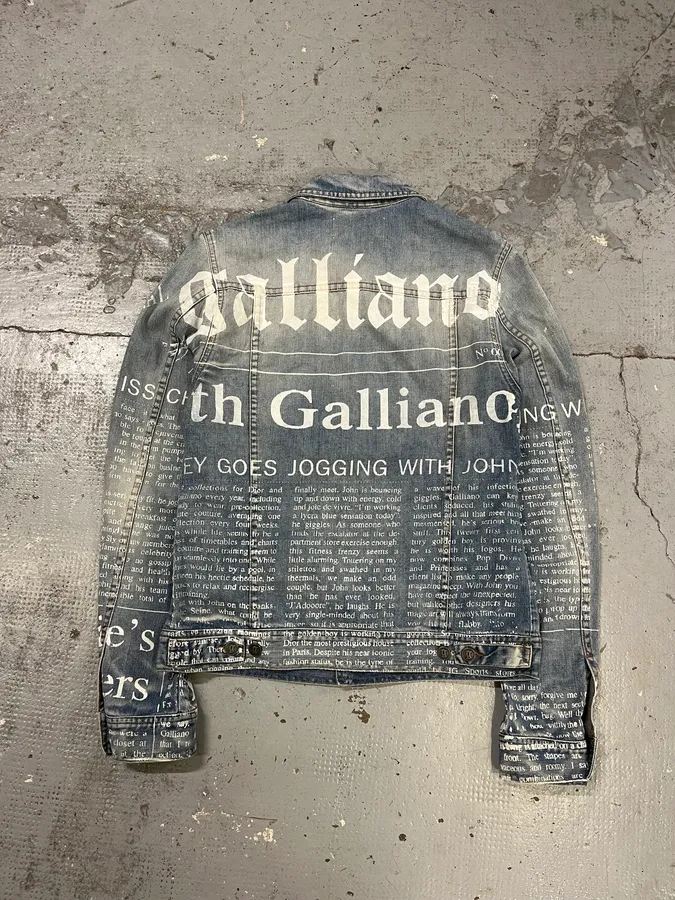 2010s John Galliano Blue Gazette Gothic Script Denim Jacket - Image 4