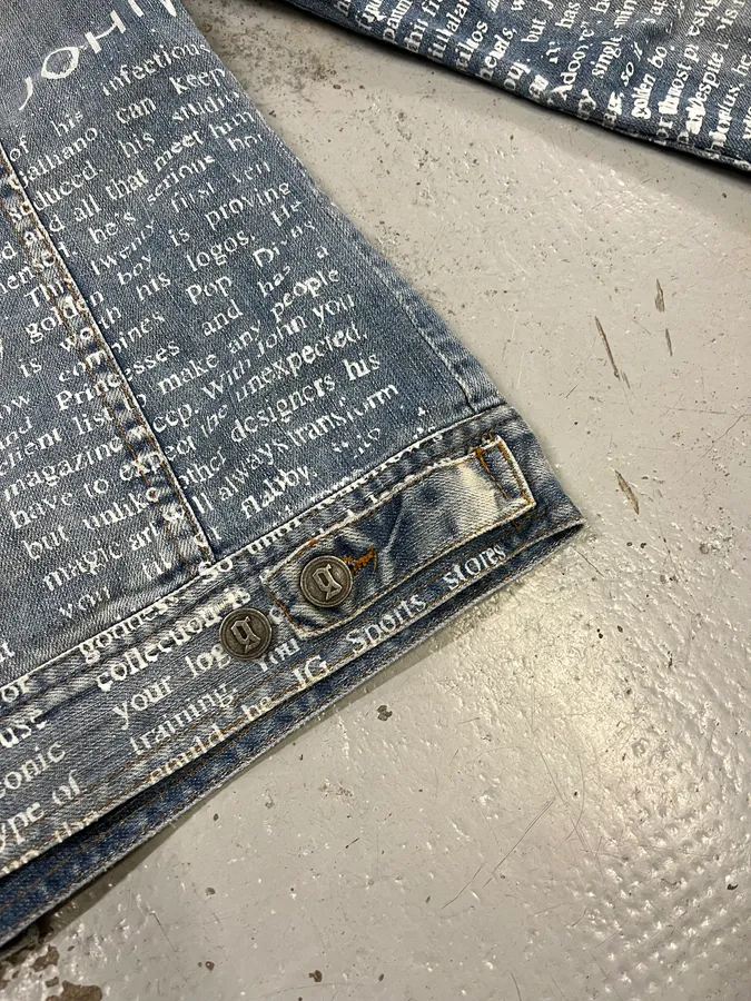 2010s John Galliano Blue Gazette Gothic Script Denim Jacket - Image 8