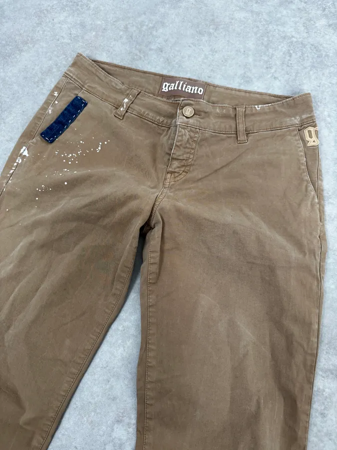 2010s John Galliano Skinny Beige UK Flag Pocket Pants - Image 6