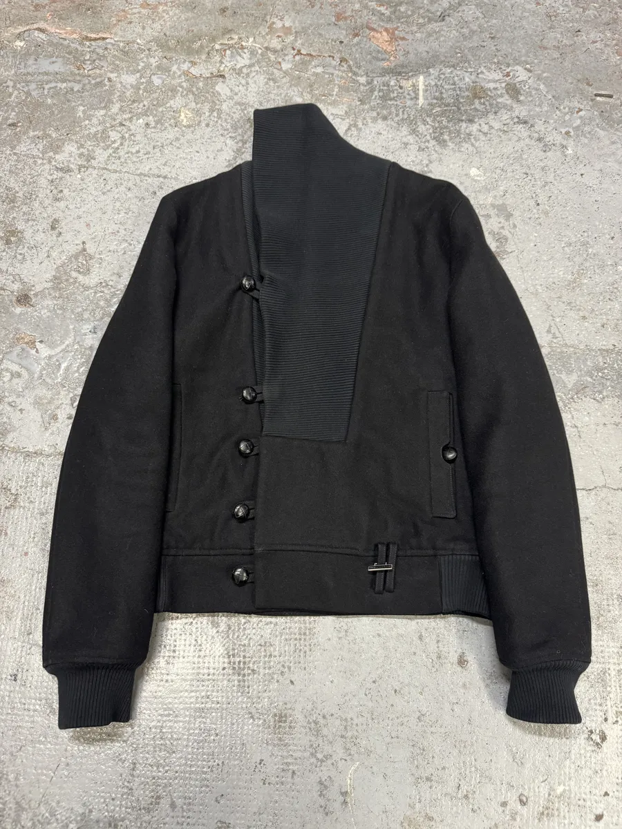 2010s Kris Van Assche Black Asymmetrical Wool Jacket