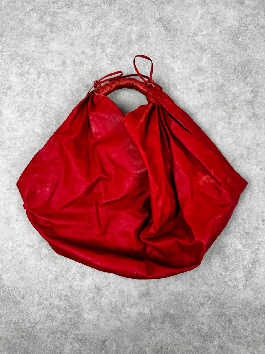 2010s Maison Margiela Red Leather Contemporary Handle Bag
