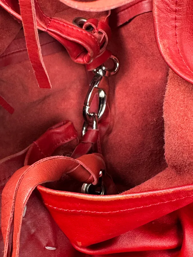 2010s Maison Margiela Red Leather Contemporary Handle Bag - Image 11
