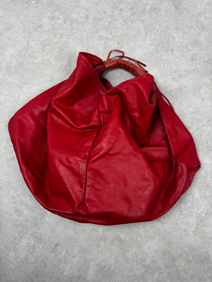 2010s Maison Margiela Red Leather Contemporary Handle Bag - Image 4