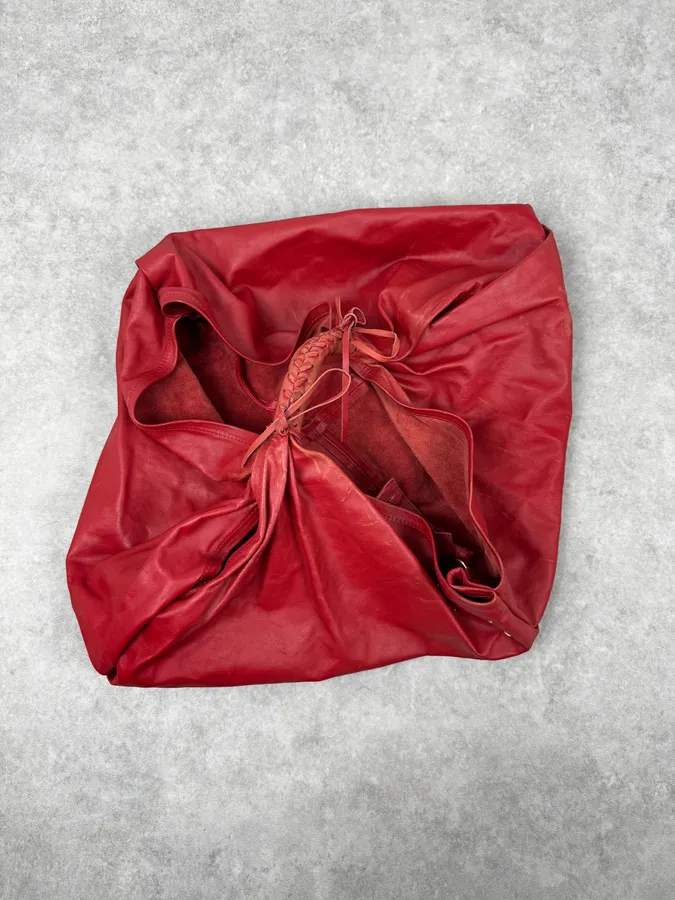 2010s Maison Margiela Red Leather Contemporary Handle Bag - Image 5