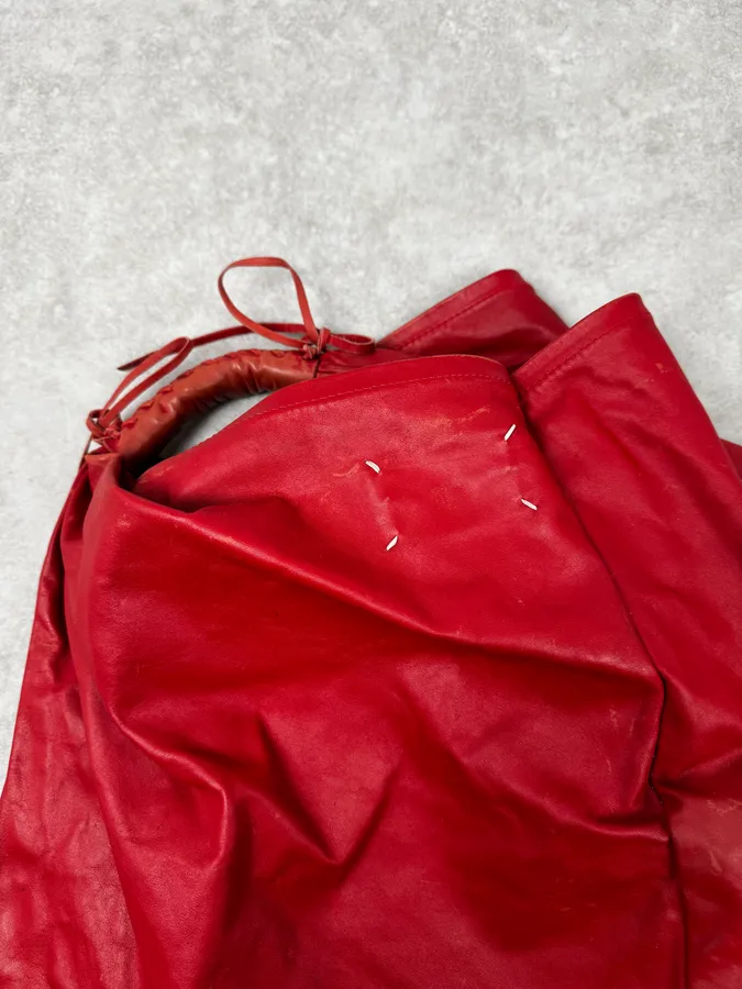 2010s Maison Margiela Red Leather Contemporary Handle Bag - Image 8