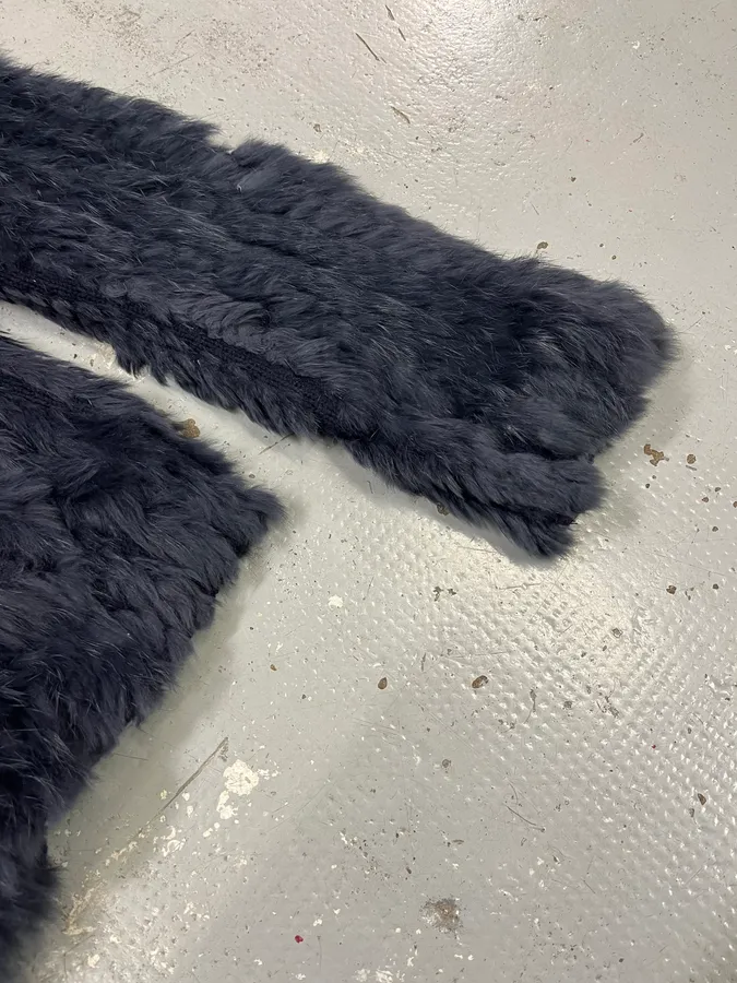 2010s Marc Jacobs Navy Rabbit Fur Officer Jacket - Image 6