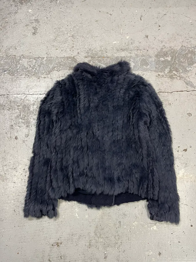 2010s Marc Jacobs Navy Rabbit Fur Officer Jacket - Image 7