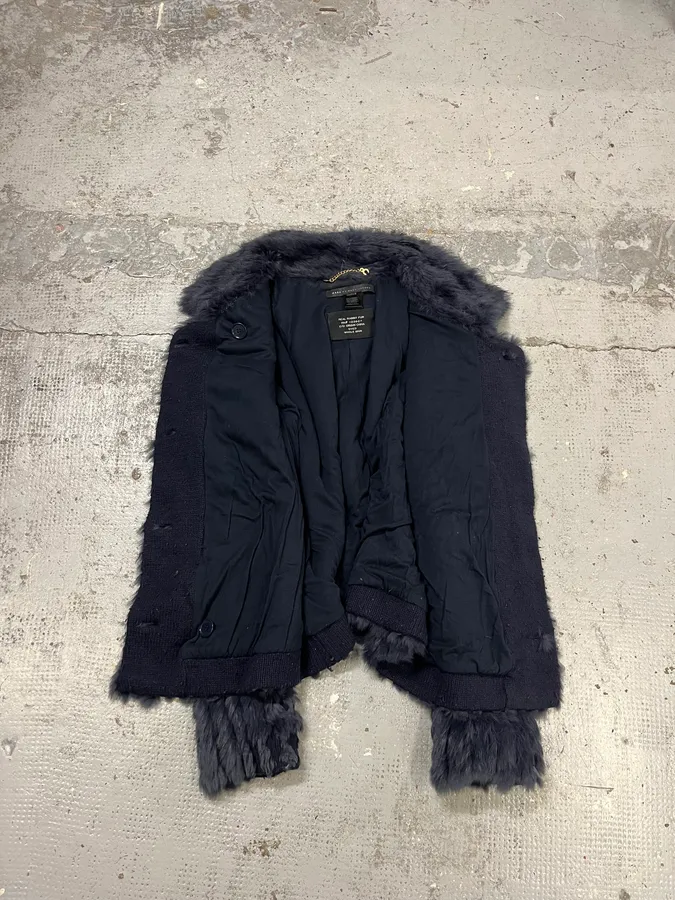 2010s Marc Jacobs Navy Rabbit Fur Officer Jacket - Image 8