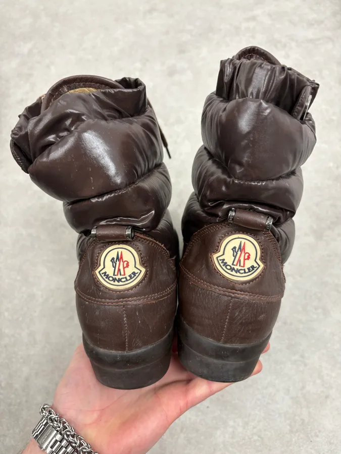 2010s Moncler Brown Puffer & Leather Boots - Image 5