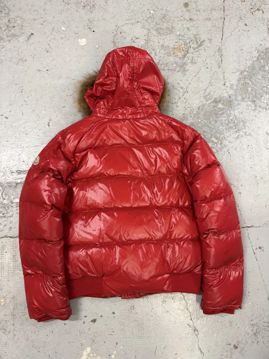 2010s Moncler Red Premium Puffer Fur Hooded Jacket - Image 2