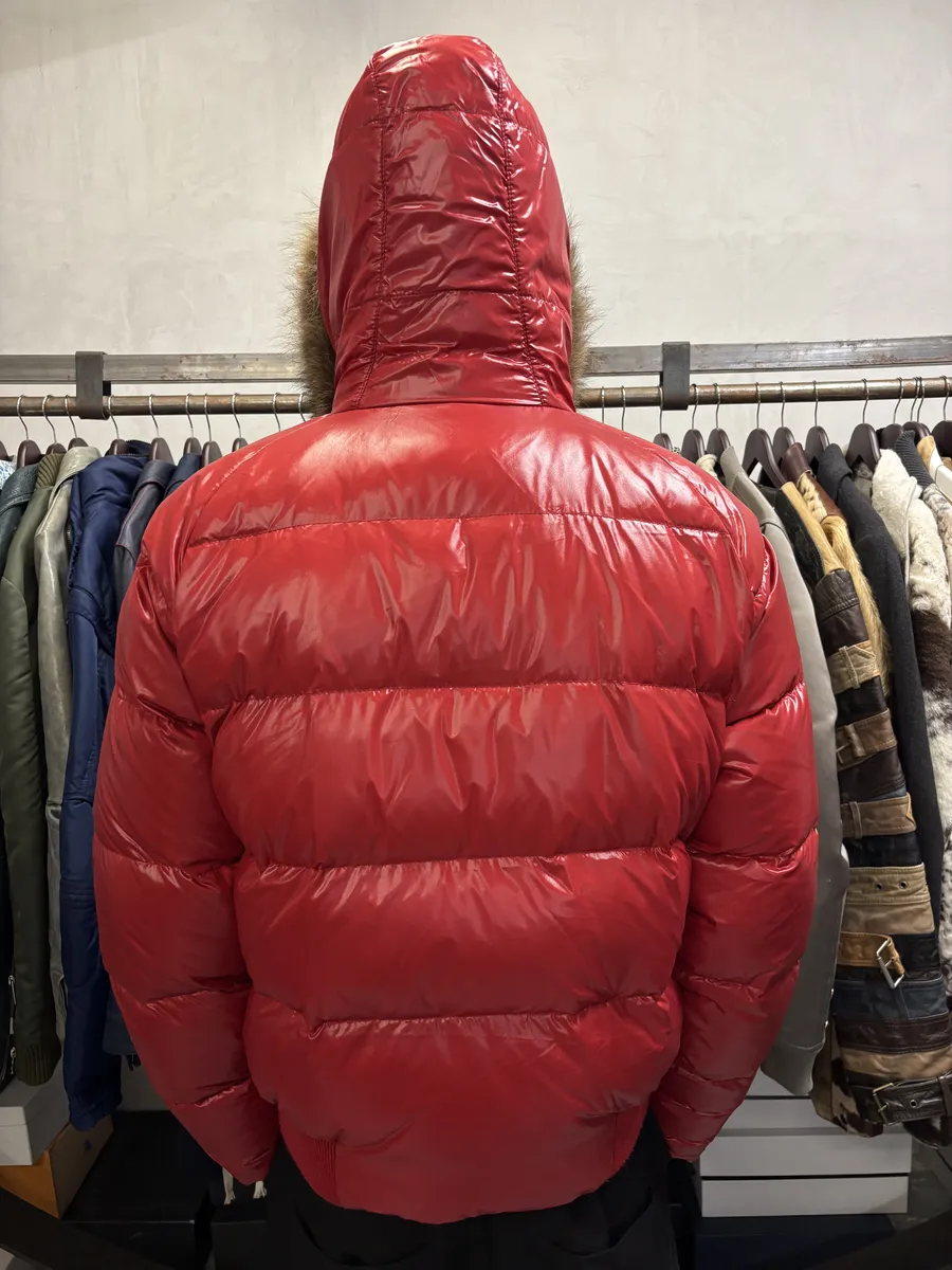 2010s Moncler Red Premium Puffer Fur Hooded Jacket - Image 4