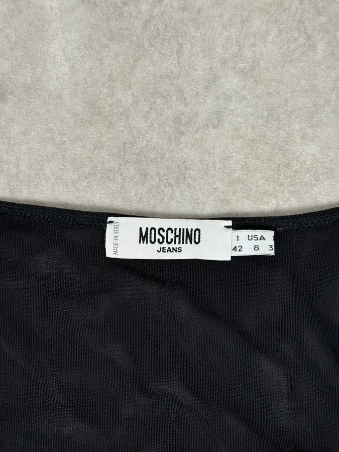 2010s Moschino Black Wrap Cocktail Dress - Image 8