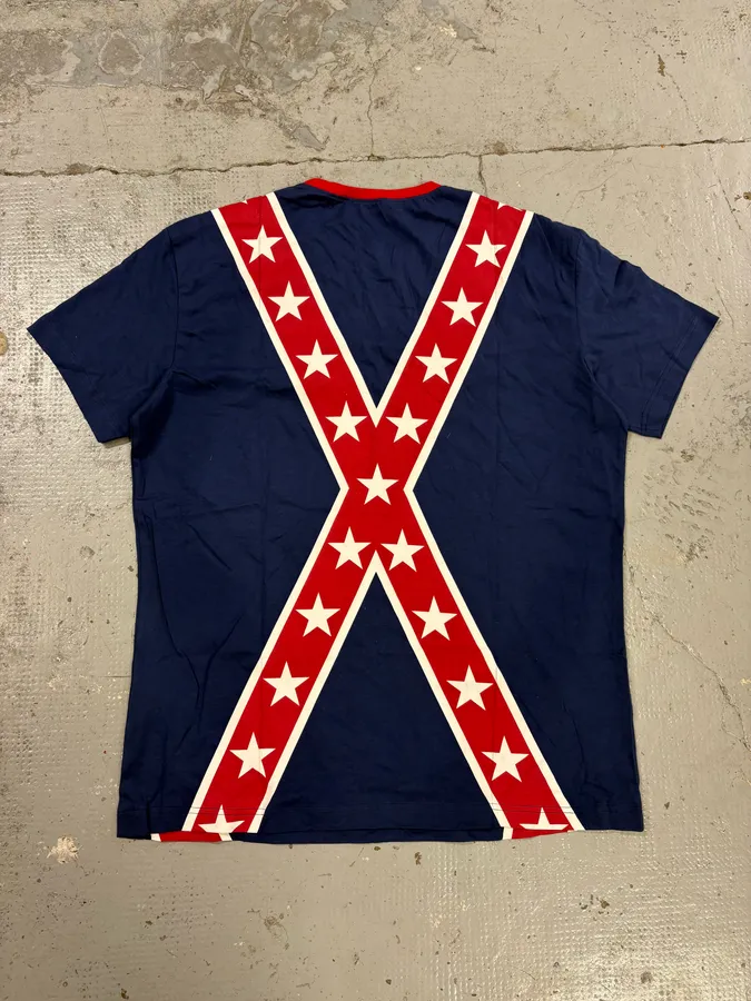 2010s Moschino Navy Cross Stars Flag T-Shirt - Image 6