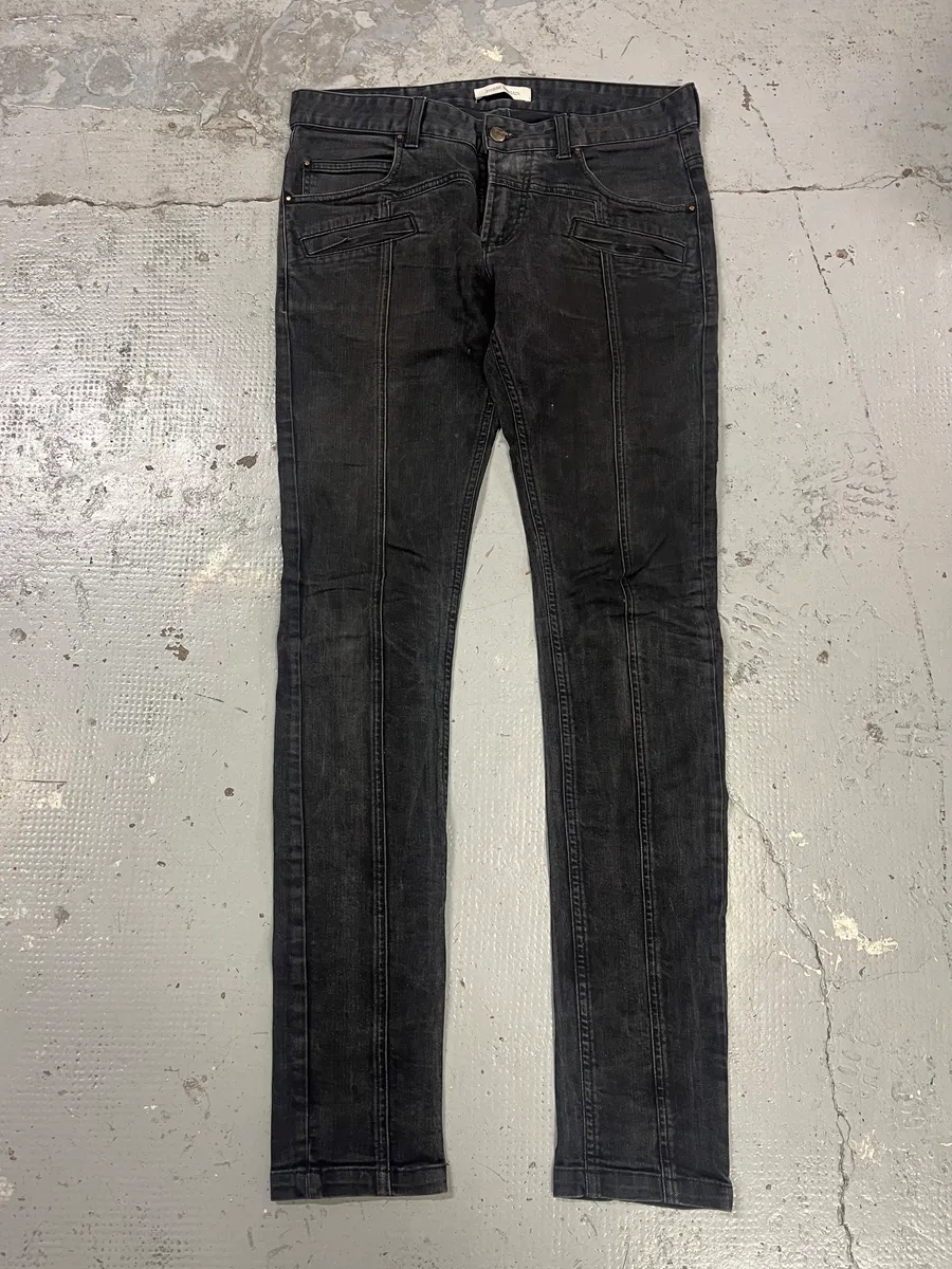 2010s Pierre Balmain Biker Dark Grey Slim Denim Jeans
