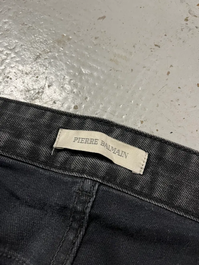 2010s Pierre Balmain Biker Dark Grey Slim Denim Jeans - Image 11