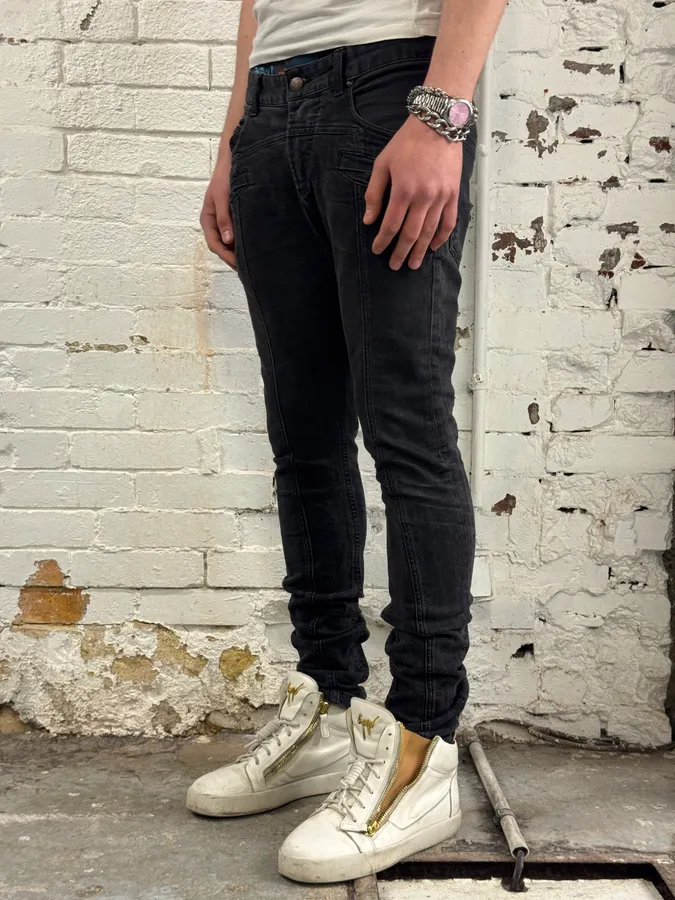 2010s Pierre Balmain Biker Dark Grey Slim Denim Jeans - Image 3