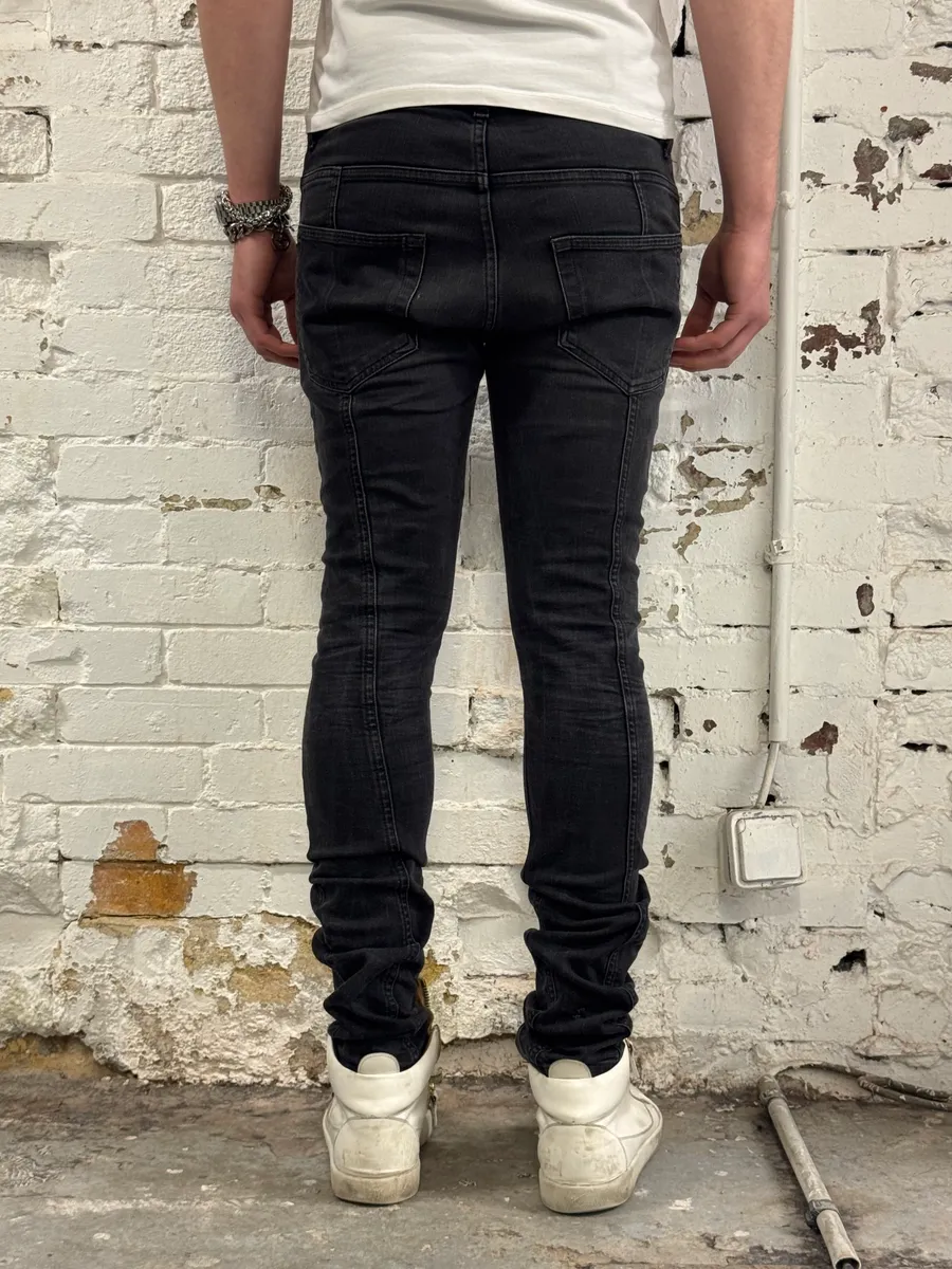 2010s Pierre Balmain Biker Dark Grey Slim Denim Jeans - Image 4