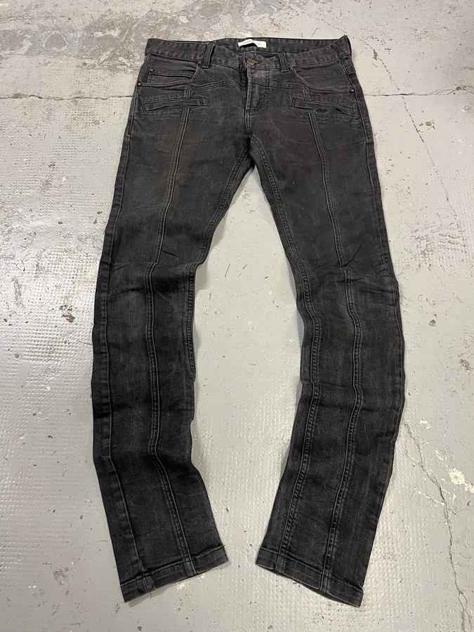 2010s Pierre Balmain Biker Dark Grey Slim Denim Jeans - Image 5