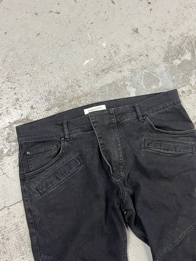 2010s Pierre Balmain Black Biker Denim Jeans - Image 6
