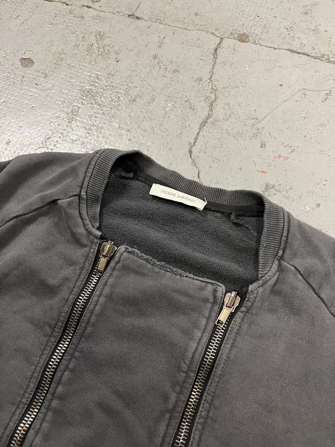 2010s Pierre Balmain Double Zip Horpist Grey Biker Sweater - Image 5