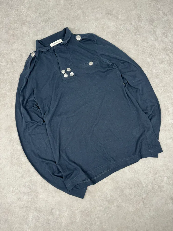 2010s Pierre Balmain Navy Buttoned Striped Longsleeves - Image 5