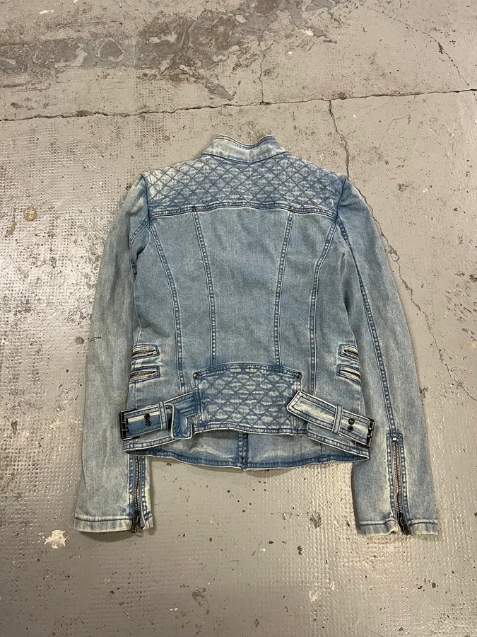 2010s Pierre Balmain Officer Buttoned Blue Denim Jacket - Image 7
