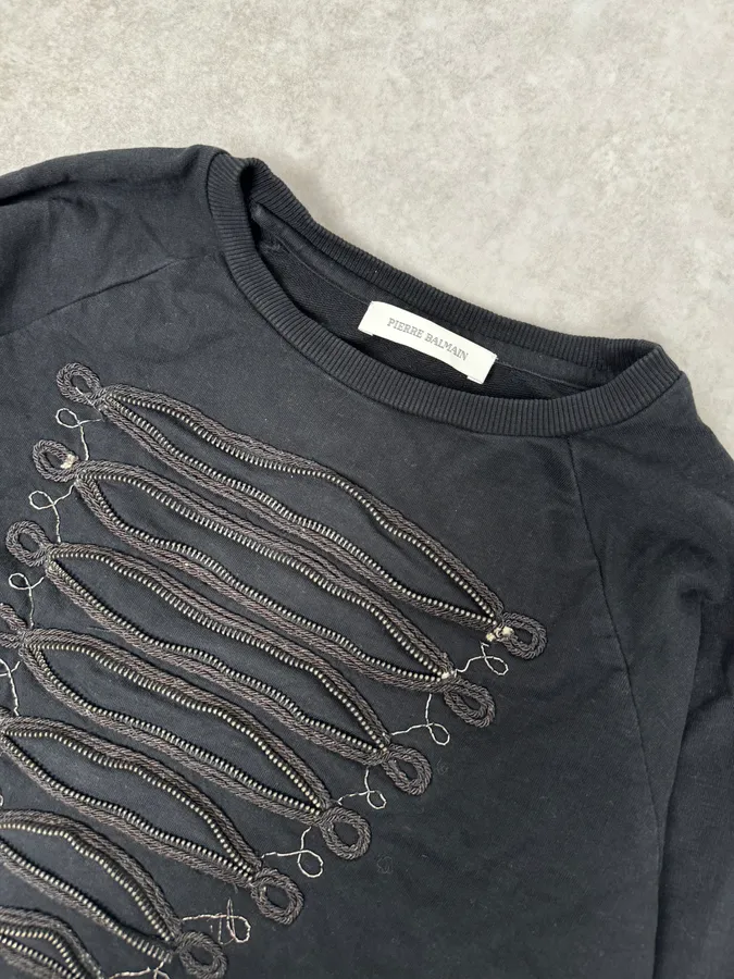 2010s Pierre Balmain Officer Zip Black Sweater - Image 5